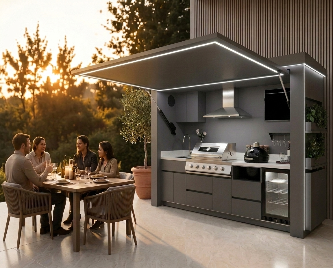 Avond beleving rond outdoor kitchen